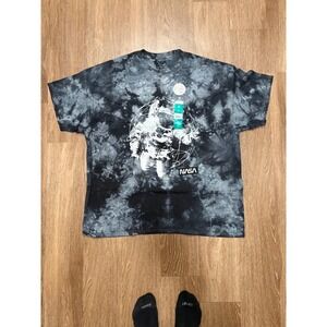 NASA Astronaut Graphic Tie Dye T-Shirt Mens XL Black Grey Space Tee New